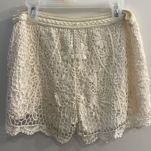 Ivory floral shorts